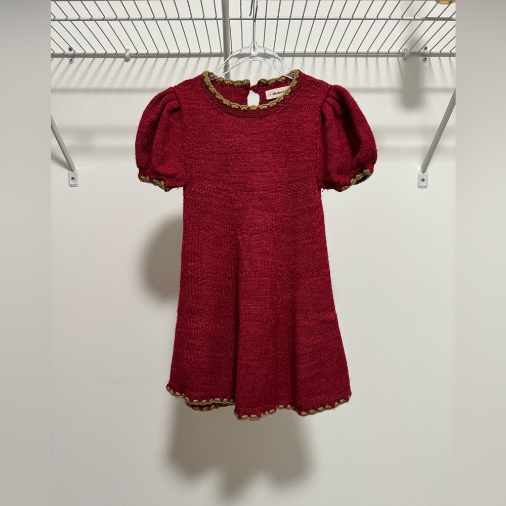 Misha and Puff Berry Crochet Trim Puff Dress Size 5 Years